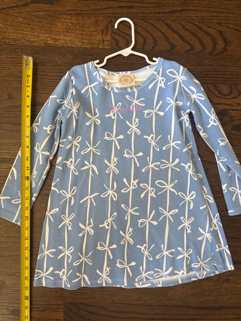 The Beaufort Bonnet Company Blue and White Bow-Print Girls' Dress tunic